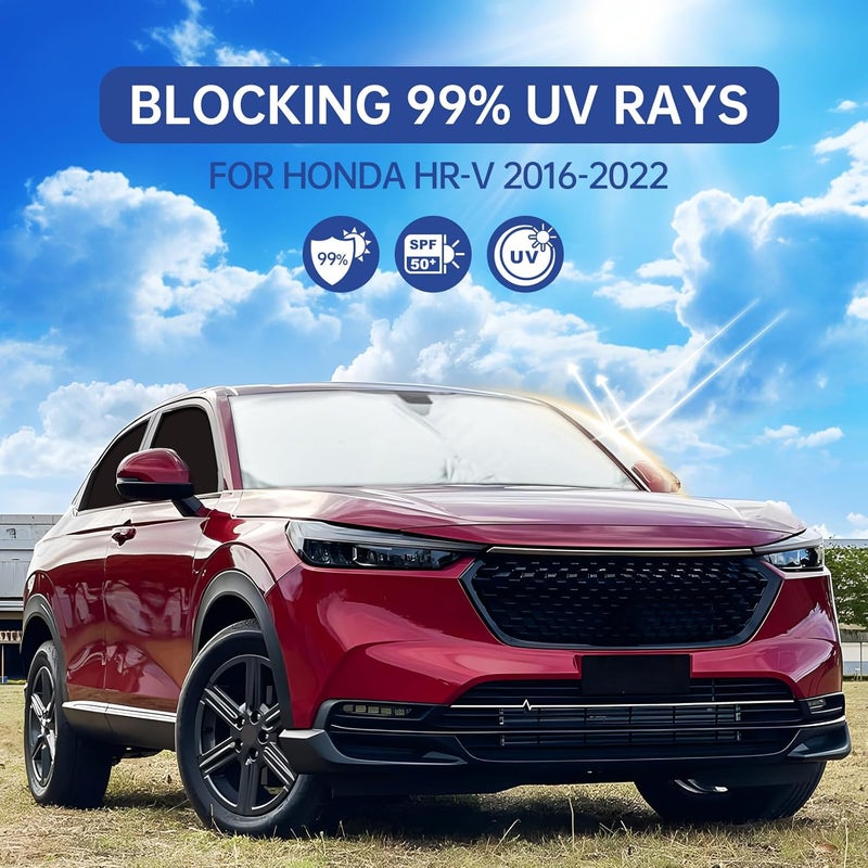 FSHAANY'S 6PCS Car Window Shades for Honda HR-V 2016-2022, Window Covers for HRV Windshield Side Rear Windows, Full Set Privacy Protection Car Sunshade with UV Blocking for Camping Napping - Image 5